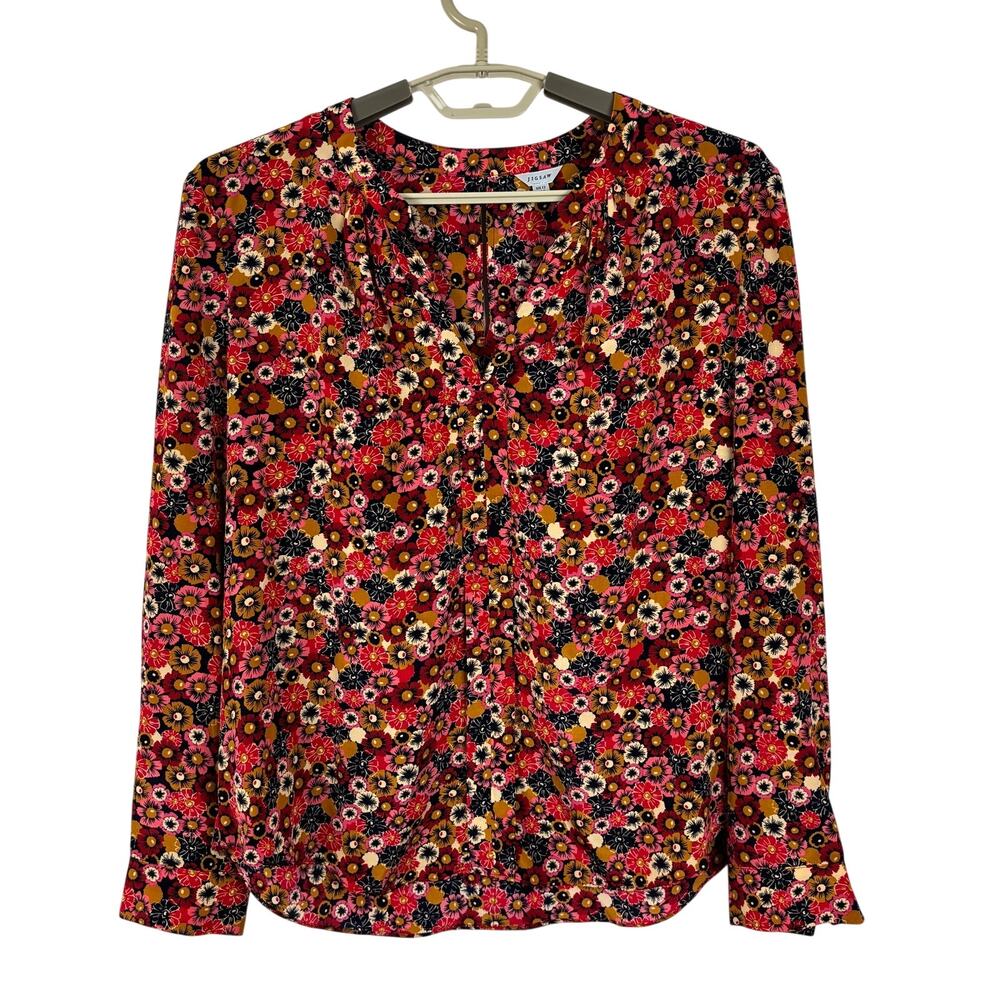 Jigsaw Floral Silk Blouse US 8 UK 12